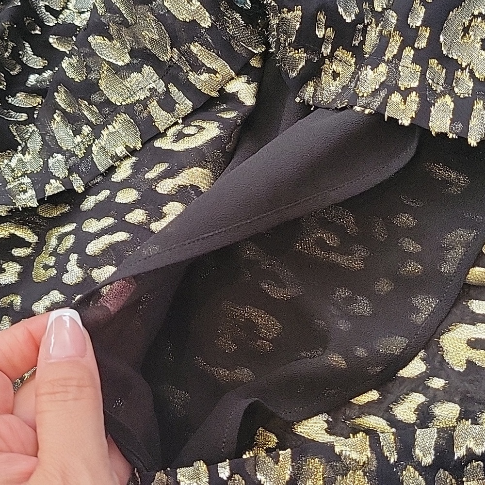 Michael Kors Mini Dress Gold Black Long Sleeve Cocktail Holiday Party NYE 4 New - Picture 9 of 16